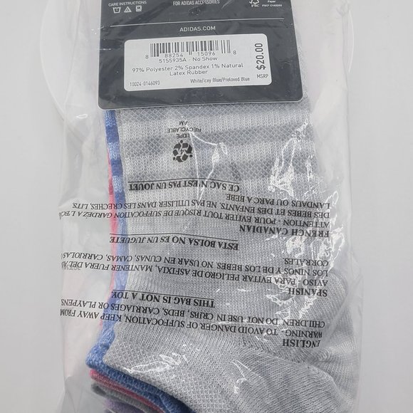 ADIDAS WOMEN'S SUPERLITE NO-SHOW SOCKS 6 PAIRS - Picture 2 of 3